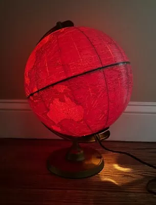 Vtg 10 1/2   Plasti- Lite Illuminated Light Globe George Cram Co 1960s USA Pink • $65