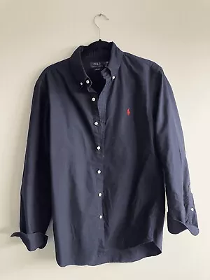 Polo Ralph Lauren Navy Blue Oxford Shirt Button Down Medium  • $60