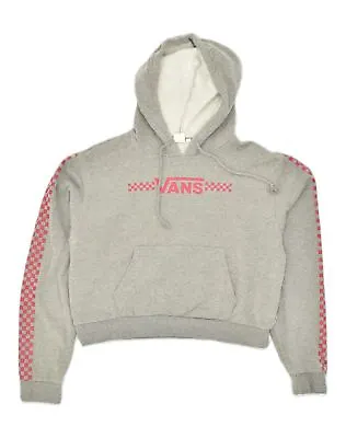 VANS Womens Crop Graphic Hoodie Jumper UK 14 Large Grey Cotton MW14 • £12.69