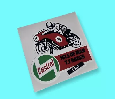£3.33 • Buy Castrol 1961 Classic Isle Of Man TT Races  Vinyl Sticker IOM Oil Pourer Jug VW 4