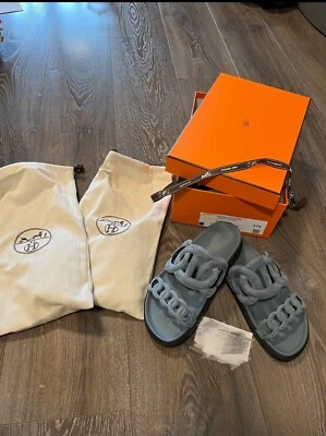 $900 • Buy Hermes Extra Sandals Suede Leather 37.5 Bleu Pinede