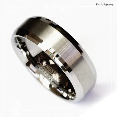 Titanium Color Two Tone Tungsten Carbide Wedding Band Men's Ring Bridal Jewelry • $14.99