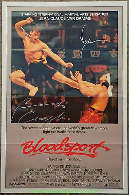 BLOODSPORT MOVIE POSTER MINT Autographed By Bolo And Van Damme SILVER SHARPIE • $350