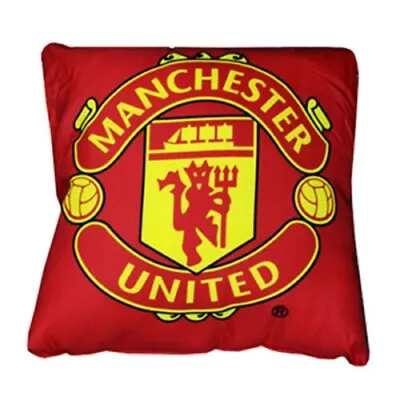 Manchester United Fc Square Crest Cushion Pillow Bedroom Sofa New Gift  • £15.99