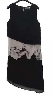Black & Grey Layered Mint Velvet Smart Sleeveless Occasion Dress 10 Unworn EXC • £8.99