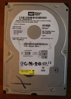 Western Digital WDC WD16 00BB 56RDA0 160GB Hard Drive (See Pics Tested) • £15