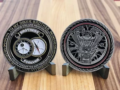 Motorcycle Challenge Coin  To My Biker Brother Anytime Anywhere  Collectors Coin • $24.99