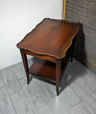 Vintage Imperial Grand Rapids 2-Tier French Scalloped Mahogany Wood End Table • $270