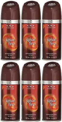 Addiction Deodorant Body Spray Spice Fire 150ml X 6 • £12.44