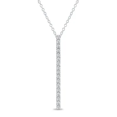 1/2 Ct Diamond Unisex Knife Bar Journey Pendant Necklace 14k White Gold Over • $118.76