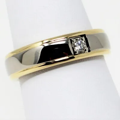 18k White & Yellow Gold A. JAFFE Diamond Gent's Wedding Band Ring Sz 8.25 B0700 • $1034