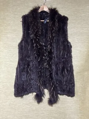 Maclauren 100% Lapin Mamotte Fur Mesh Waistcoat Brown Size L/XL Vintage • £49.99