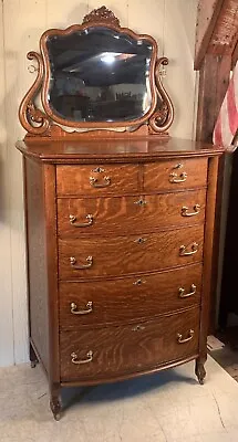 Antique Oak Widdicomb Furniture Co. Oak Chest Of Drawers With Mirror • $1495