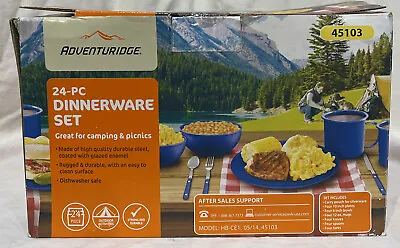 Adventuridge 24 Piece Blue Dinnerware Set Durable Steel Coated # 45103 • £22.97