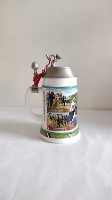 Vintage Milk Glass Military Stein Tankard West Germany Musical  • £8