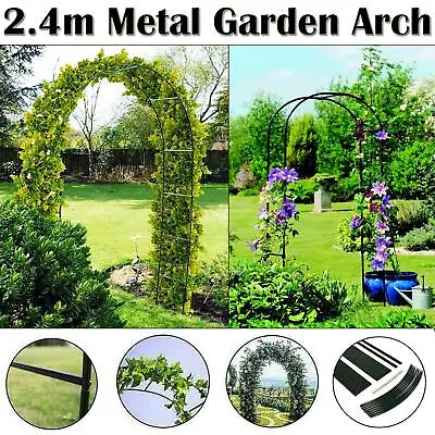 2.4m Metal Garden Arch Strong Tubular Heavy Duty Rose Climbing Plants Archway • £9.85