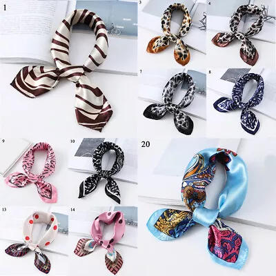 Women Square Silk Feel Satin Scarf Small Vintage Head Neck Hair Tie Band Elegant • $3.36