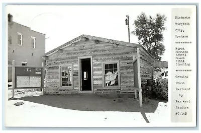 1964 First Montana School House Virginia City Montana MT RPPC Photo Postcard • $29.95