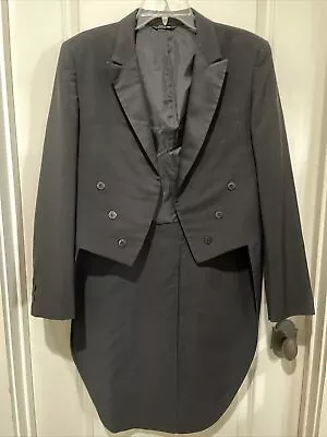 After Six Formal Black Tuxedo Suit Coat Tails Tailcoat Mens 39 R • $59.99