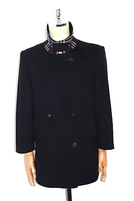 Men's BURBERRY Vintage Wool Navy Pea Coat Size L • $142.71