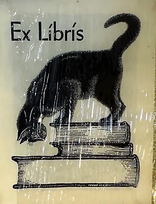 Vintage Antioch Bookplate Company Ex Libris Black Cat On Books 50 Labels In Box • $16.19