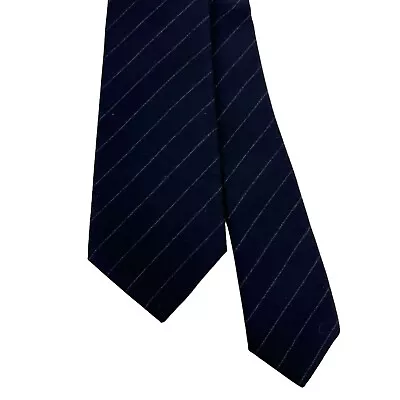 Kiton Napoli NEW WITH TAGS Mens Contemporary Tie Dark Blue Stripe Wool 3.25  58  • $125