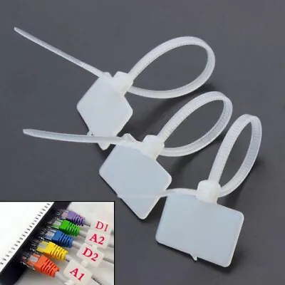 100Pcs Cable Tie Label White Nylon Zip Tie Tags Self-Locking Cable Tie Straps • £4.42