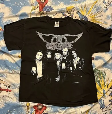 Vintage 90s Aerosmith Tour T-Shirt Nine Lives Steven Tyler Vtg Double Sided L • $30