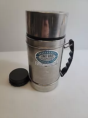 Vintage 20 Oz UNO-VAC #175 Stainless Steel Wide Mouth Thermos Unbreakable USA • $19.95