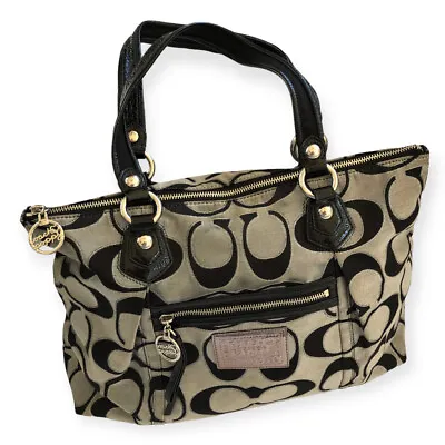COA Large Coach Poppy Metallic Black Tote Handbag Purse B1182–16289￼  -issues • $28.43