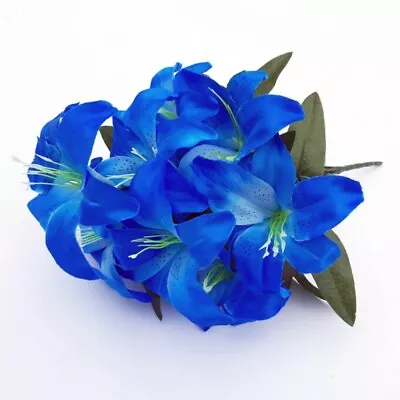 10 Heads Artificial Fake Lily Silk Flowers Bunch Home Wedding Garden Party Decor • £5.67