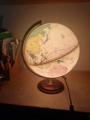 TECHNODIDATTICA Illuminated Globe Lamp Wooden Protracted Frame Made In Italy • £18.23