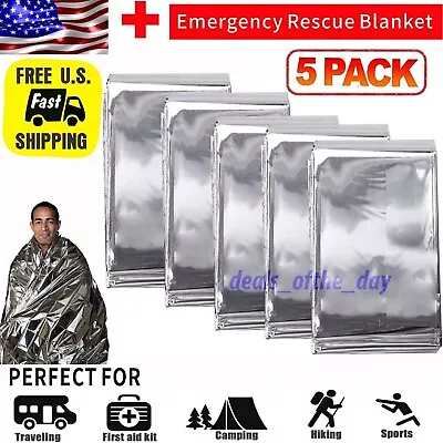 5 PACK • Emergency Solar Blanket Survival Safety Insulating Mylar Thermal Heat • $7.19