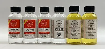 $68 • Buy Gamblin Picture Varnish Gloss/ Mineral Spirits/ Linseed Drying Oil Lot Of 6