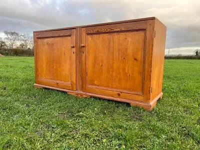 Large Antique Pine Sideboard Linen Cupboard Dresser  Kitchen Base Press Shelves • £495