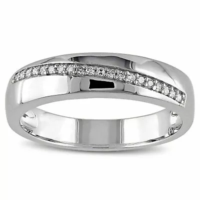 0.50 Ct Round Cut Simulated Diamond Wedding-Men's Band Ring 14K White Gold Over • $89.99