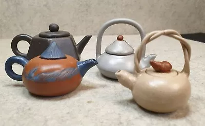 Antique Chinese Yixing Hand Made Miniature Teapots (X4) Set; Early 1900's. • $59