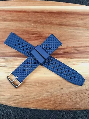 Honeycomb FKM Rubber Watch Strap Quick Release Blue 22mm • £10.95