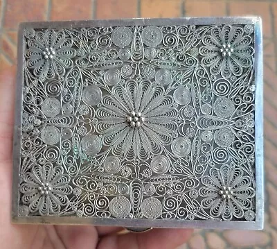 Antique Vintage Chinese Sterling Silver Filigree Box 172 Grams • $399