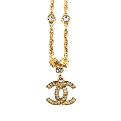 $958.33 • Buy CHANEL Coco Logos Necklace Bijou Gold CC Accessory Vintage 90201377
