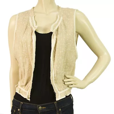 Maison Scotch Beige Cream Stars Embellished Tank Top Gillet Vest - Sz 2 • $59