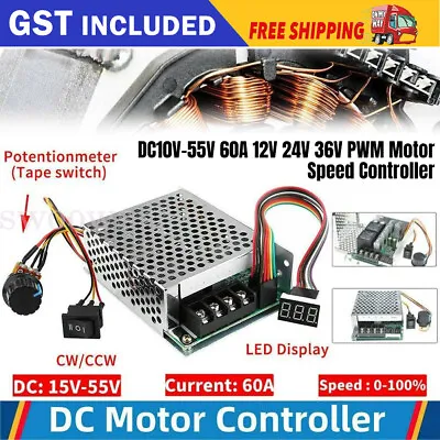 10-55V PWM DC Motor Speed Controller Switch 12/24V 40A Fits Power Wheels Durable • $23.73