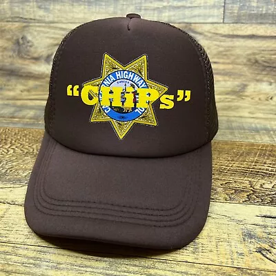 Chips Mens Trucker Hat Brown Snapback 70s Motorcycle Cop Retro TV Show Ball Cap • $19.99