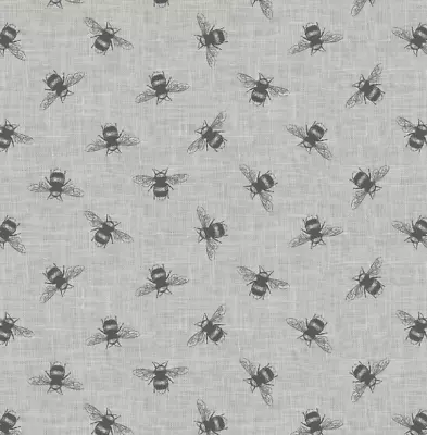 Fryetts Bees Charcoal Grey Cotton PVC Fabric WIPE CLEAN Tablecloth Oilcloth • £7.99