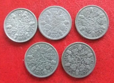 £4.99 • Buy 5 George V Silver Sixpences