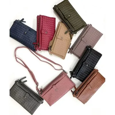 Small Phone Purse Wallet Woven Print Crossbody Attachable Strap Ladies Girls New • £11.99