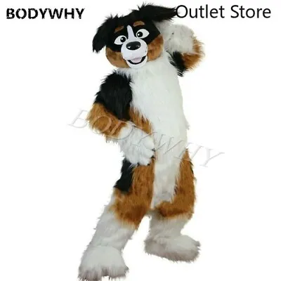 Halloween Long Fur Wolf Fox Husky Fursuit Furry Mascot Costume Outfit Cosplay • $833.57