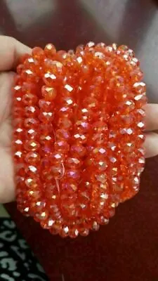 Jewelry Faceted 4X6mm 50pcs Rondelle Glass Crystal Beads Orange &h6A22 • $0.06