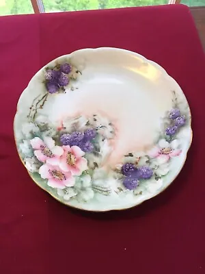 Vintage Signed Louise Bavaria Hand Painted Floral Porcelain Plate 8 3/4   • £33.25