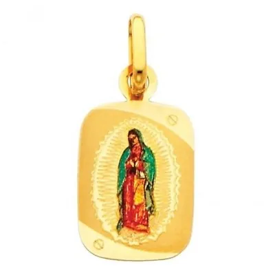 14K Solid Yellow Gold  Our Lady Of Guadalupe  Virgen De Guadalupe Charm Pendant • $69.99